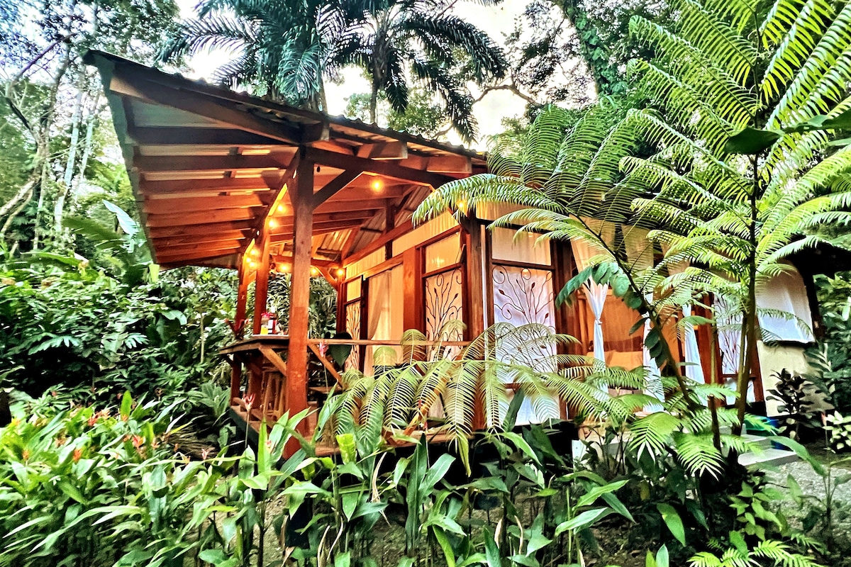 Open Glamping house, yoga deck, rainforest garden