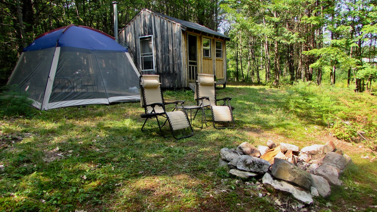 dreamy glamping in Maine woods, cannabis included