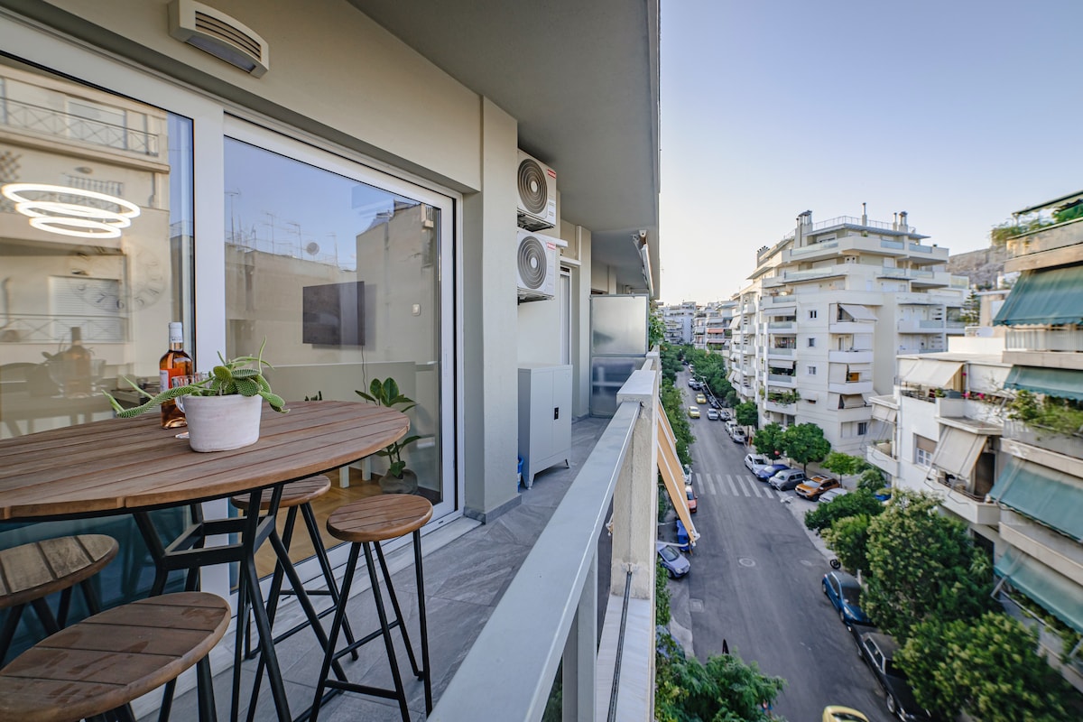 雅典卫城景观中心公寓，带宽敞露台
