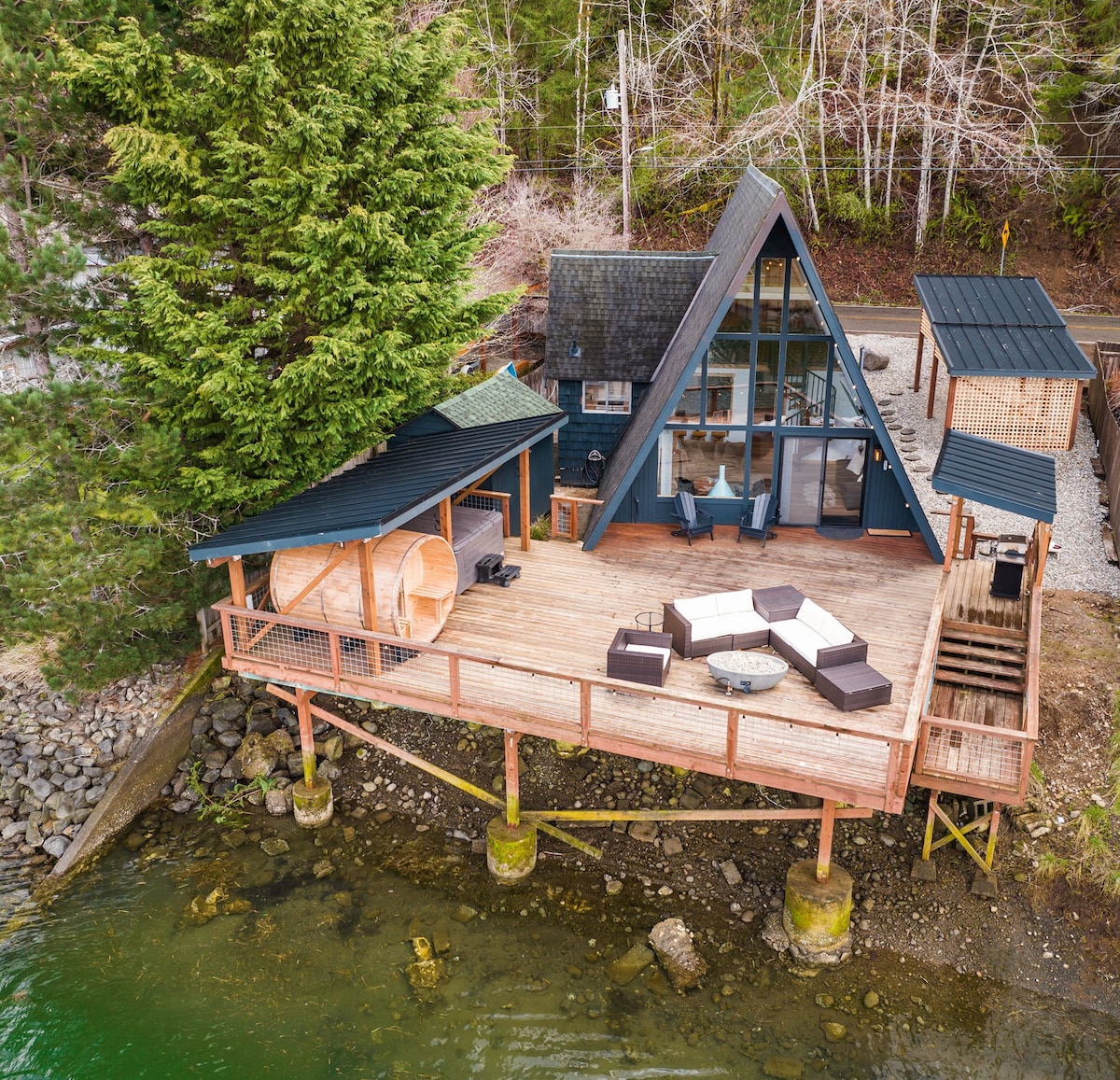 A Frame Over Water - Sauna, Hot Tub, Waterfront
