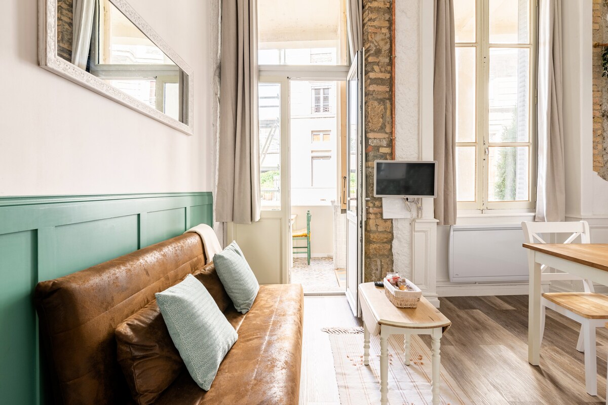 非典型舒适的单间公寓，带露台，位于第一区里昂市中心。 所有便利设施都近在咫尺。