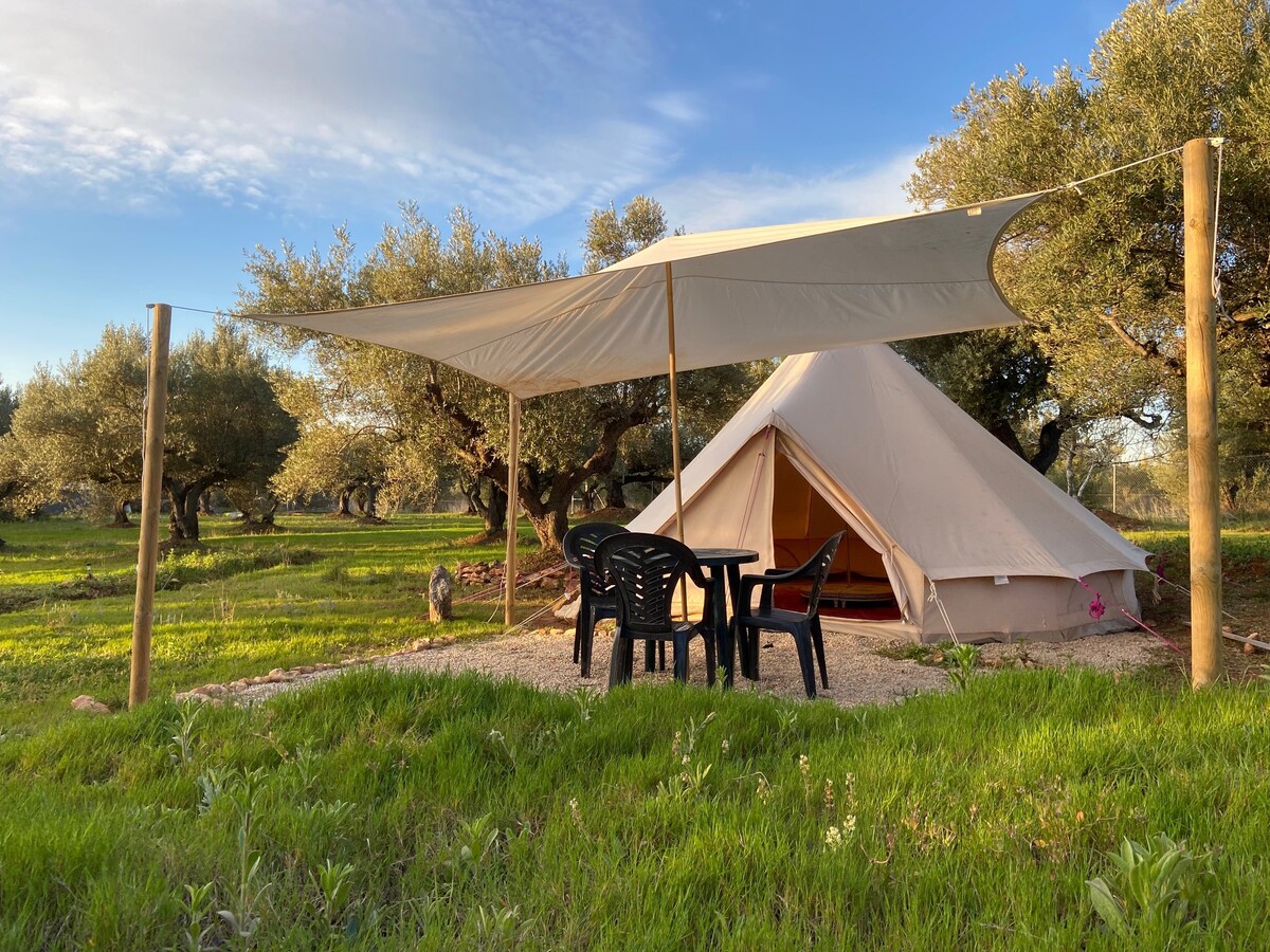 Rustic Bellissima Bell Tent, fully furnished
