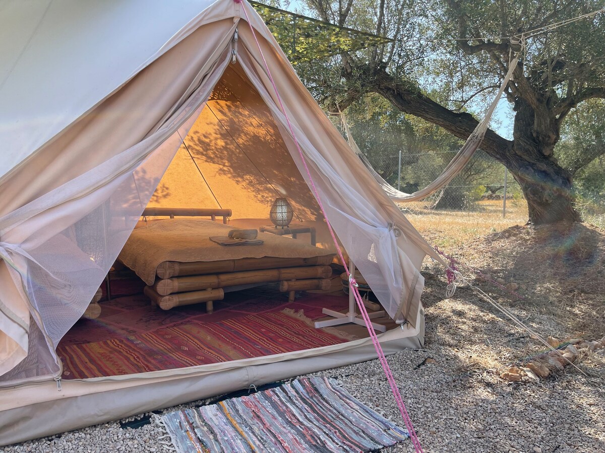 Rustic Bellissima Bell Tent, fully furnished