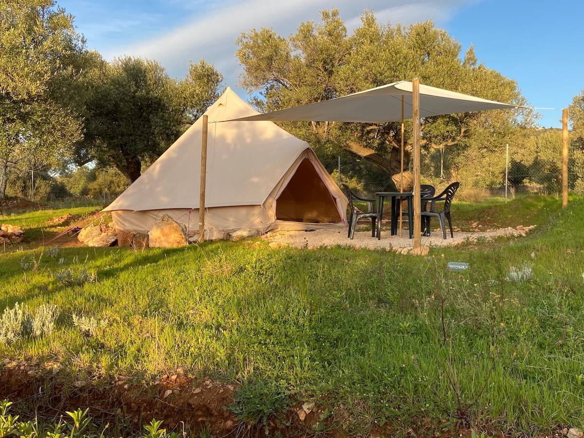 Rustic Bellissima Bell Tent, fully furnished