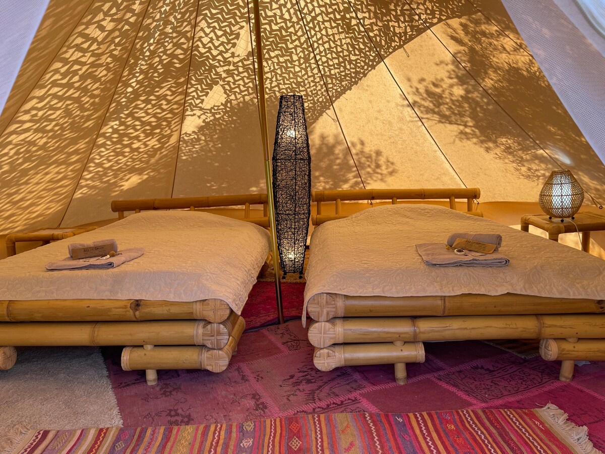 Rustic Bellissima Bell Tent, fully furnished