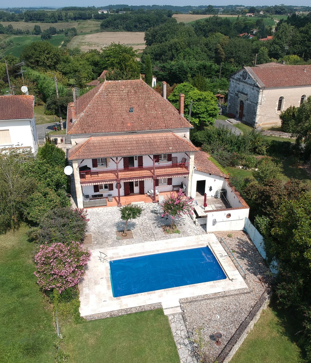 5-bedroom house with pool at edge of small village