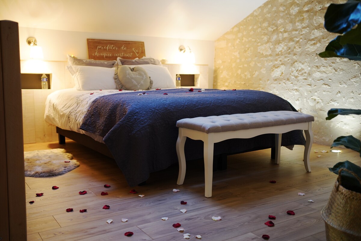 Gite Romantique按摩浴缸私人日式床垫15分钟
