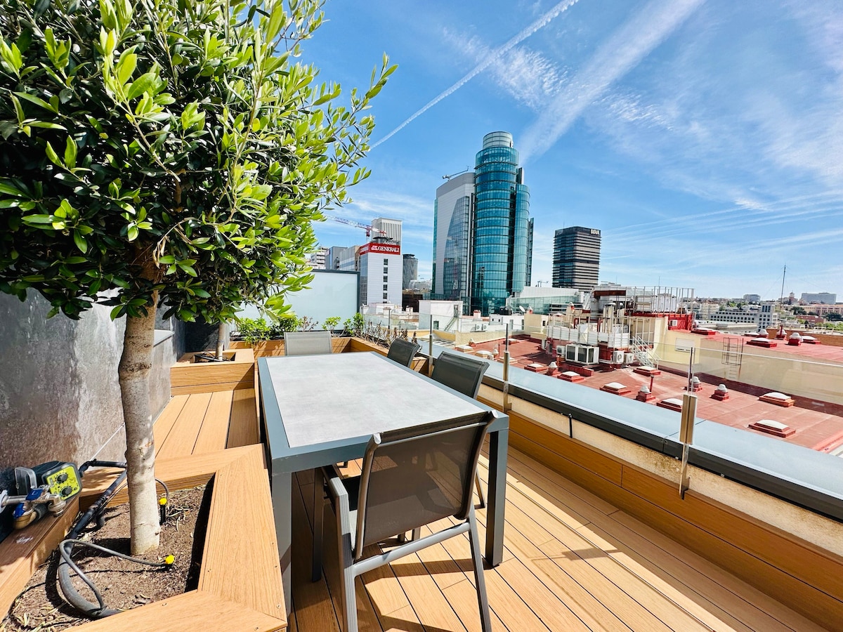 马德里最佳顶层公寓泳池/景观