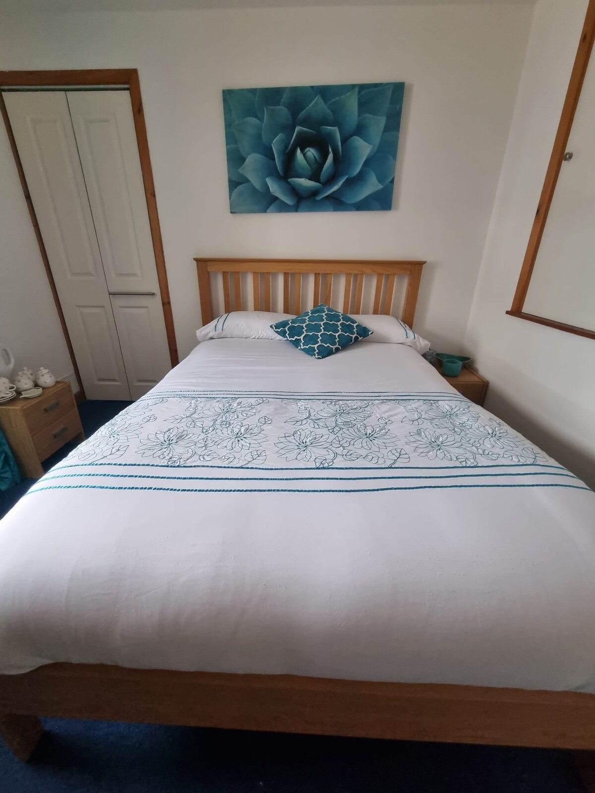 Teal room. Double bedroom