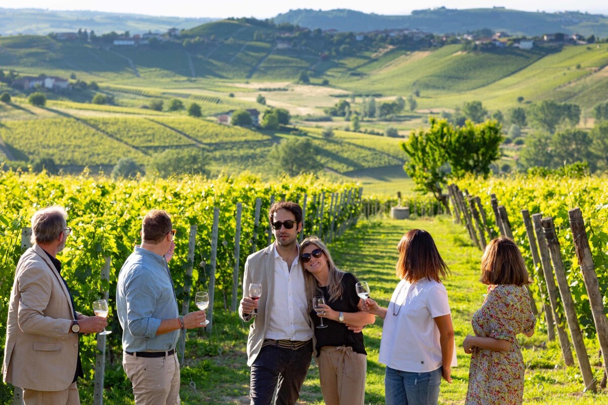 Vingård i Piemonte med oslagbar utsikt och pool