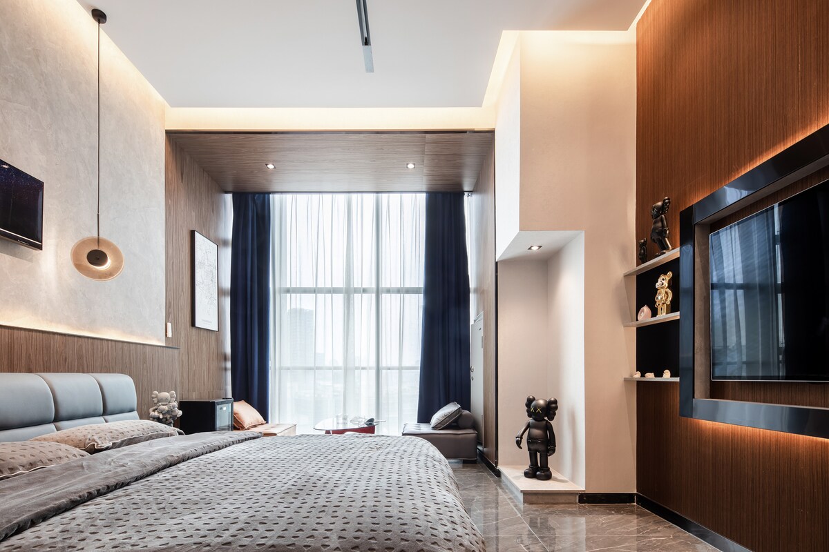 [洋洋家の民宿]夜澜/太平街上/智能家居/全景落地窗/华远云玺/橘子