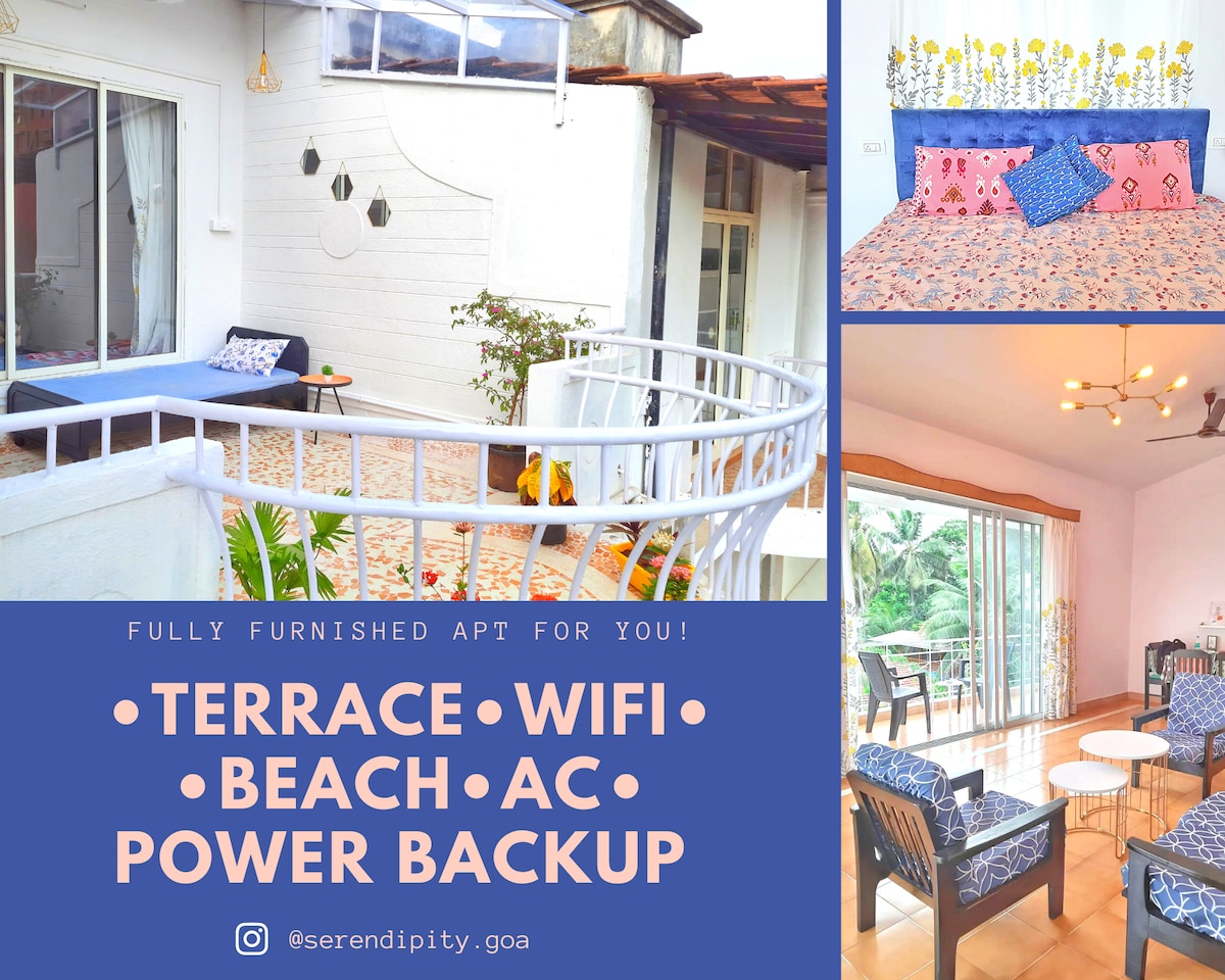 🌷Big, Bright n Chic Terrace flat- near beach🌷