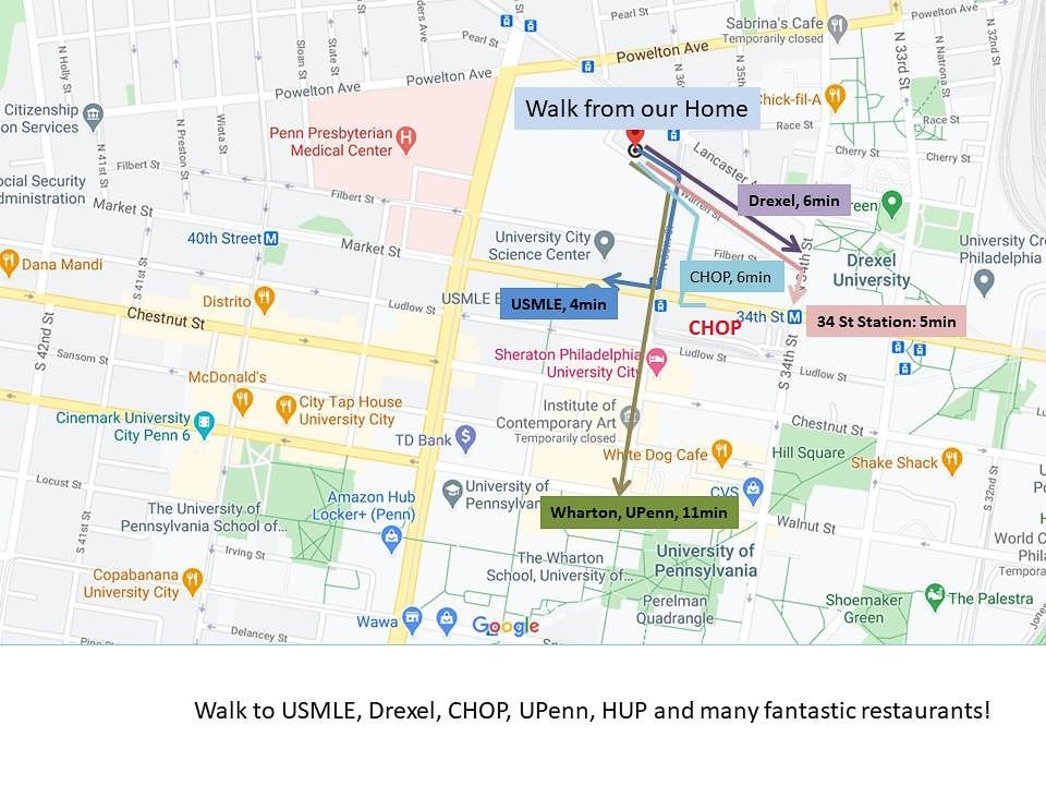 美妙的单间公寓，步行2分钟到达Drexl、Upenn、PDO、USMLE