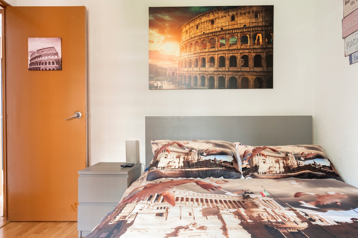 配备一张标准双人床的罗马房间