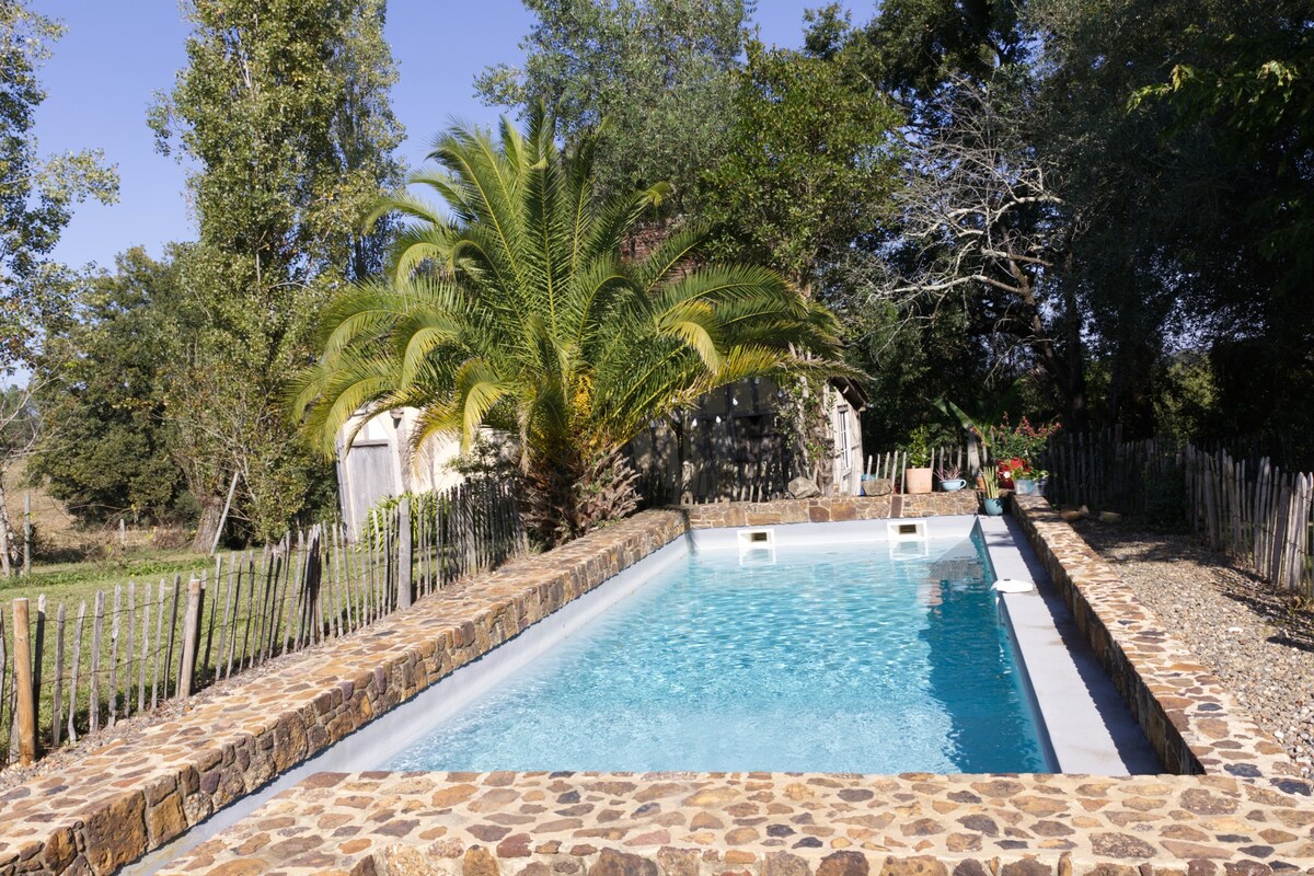 Haou de Campagne -带泳池的美丽房子