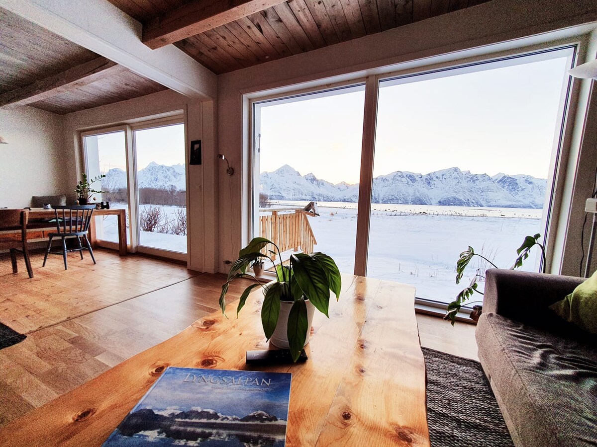 -俯瞰琳根峡湾（ Lyngenfjord ）的Spåkenes别墅
