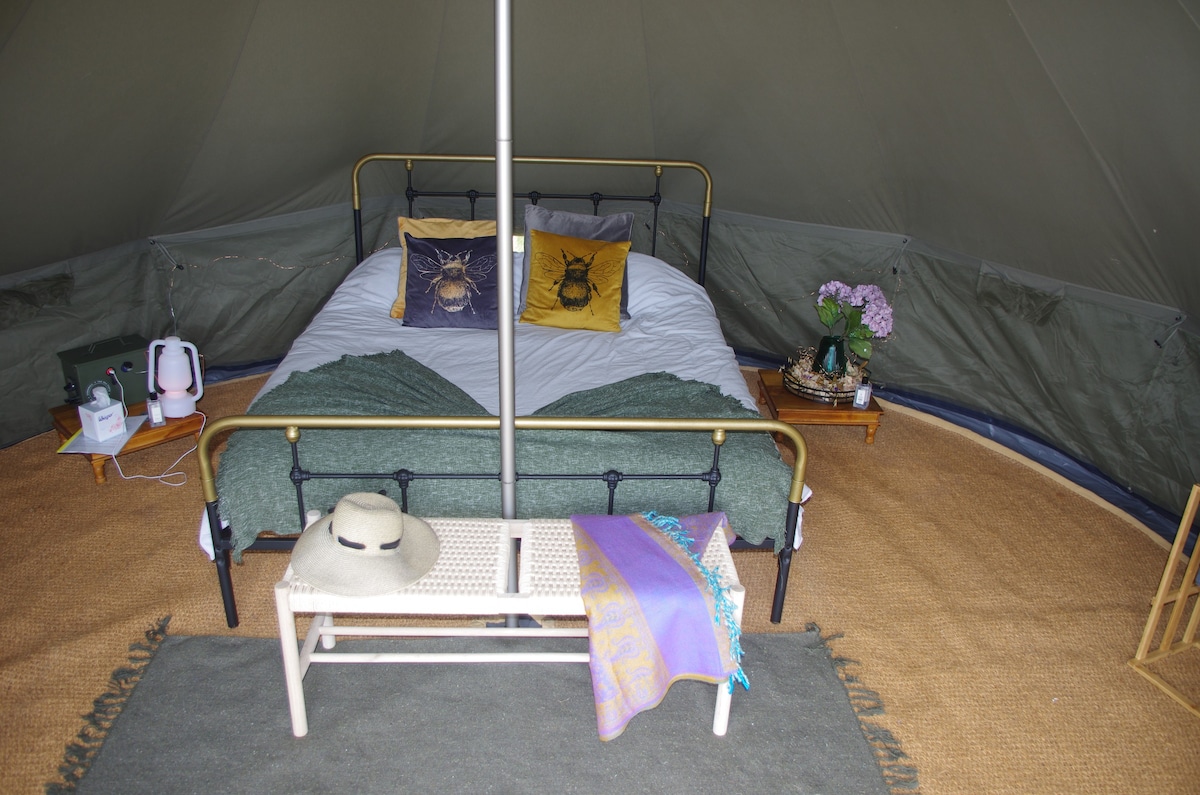 豪华钟形帐篷，带观景台和初级帐篷。