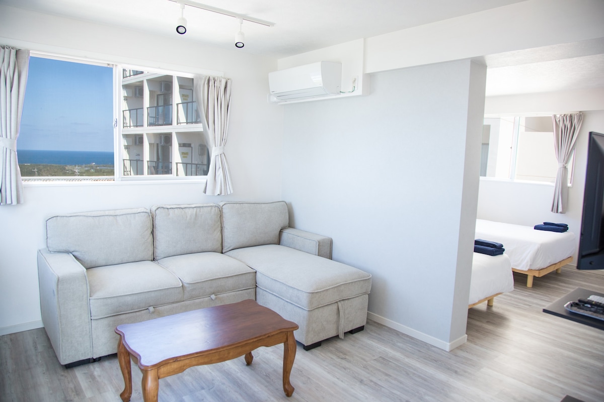 可俯瞰Iejima和Sunset的独立房间！Parkside Mori最多可供4位房客使用沙发床。