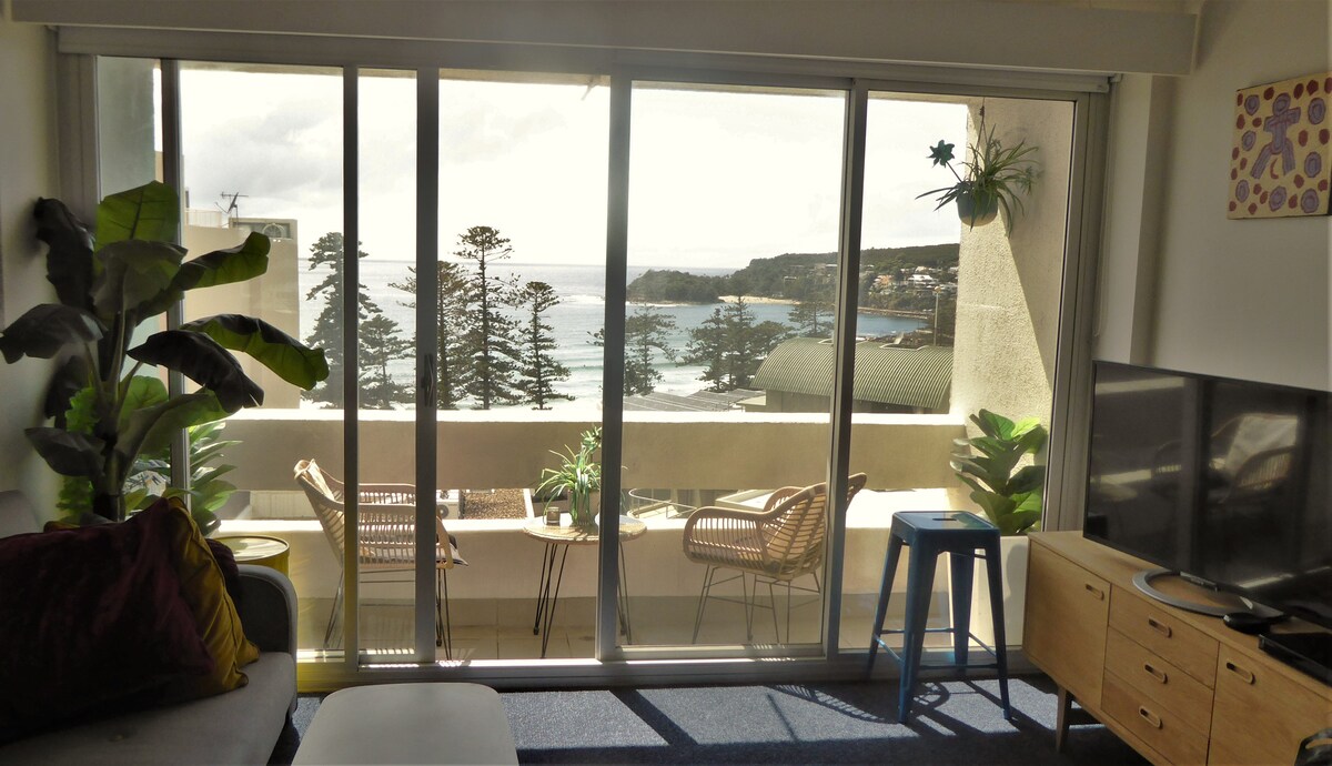 阳光明媚的海滨1卧室公寓，可欣赏海景