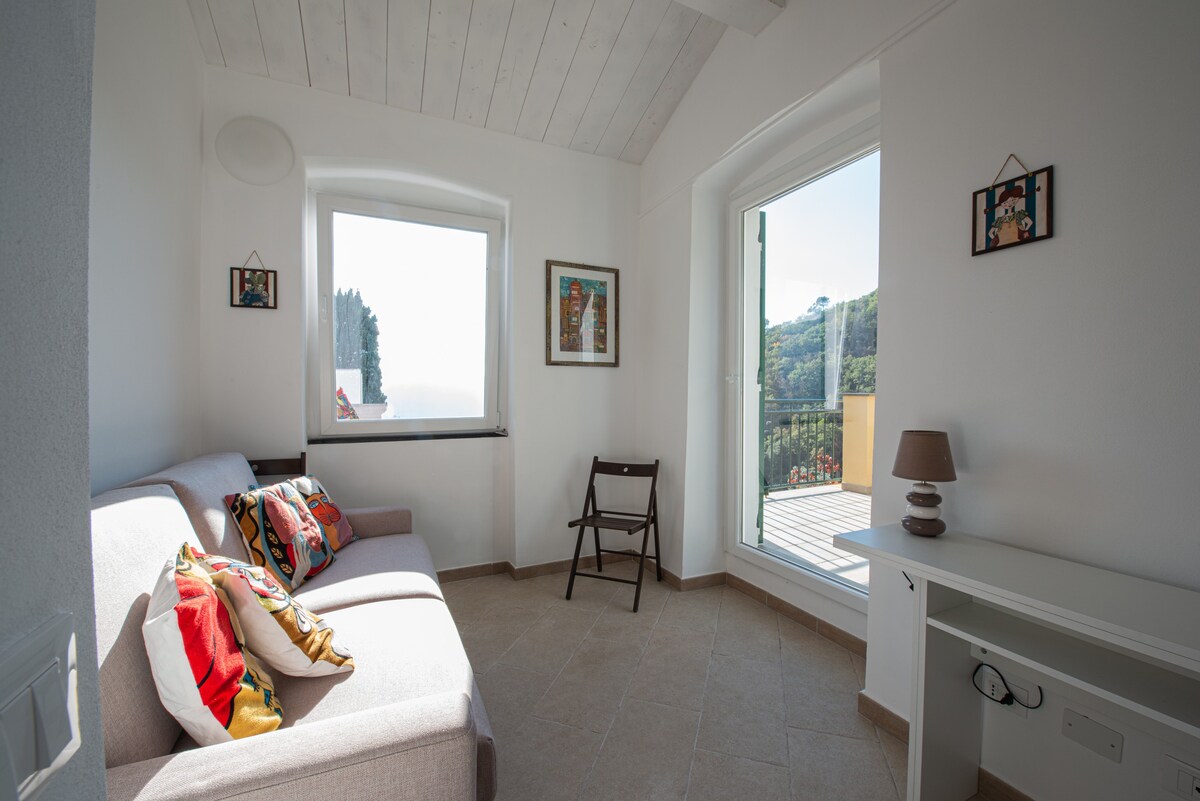Casa Faveto带海景露台的房间