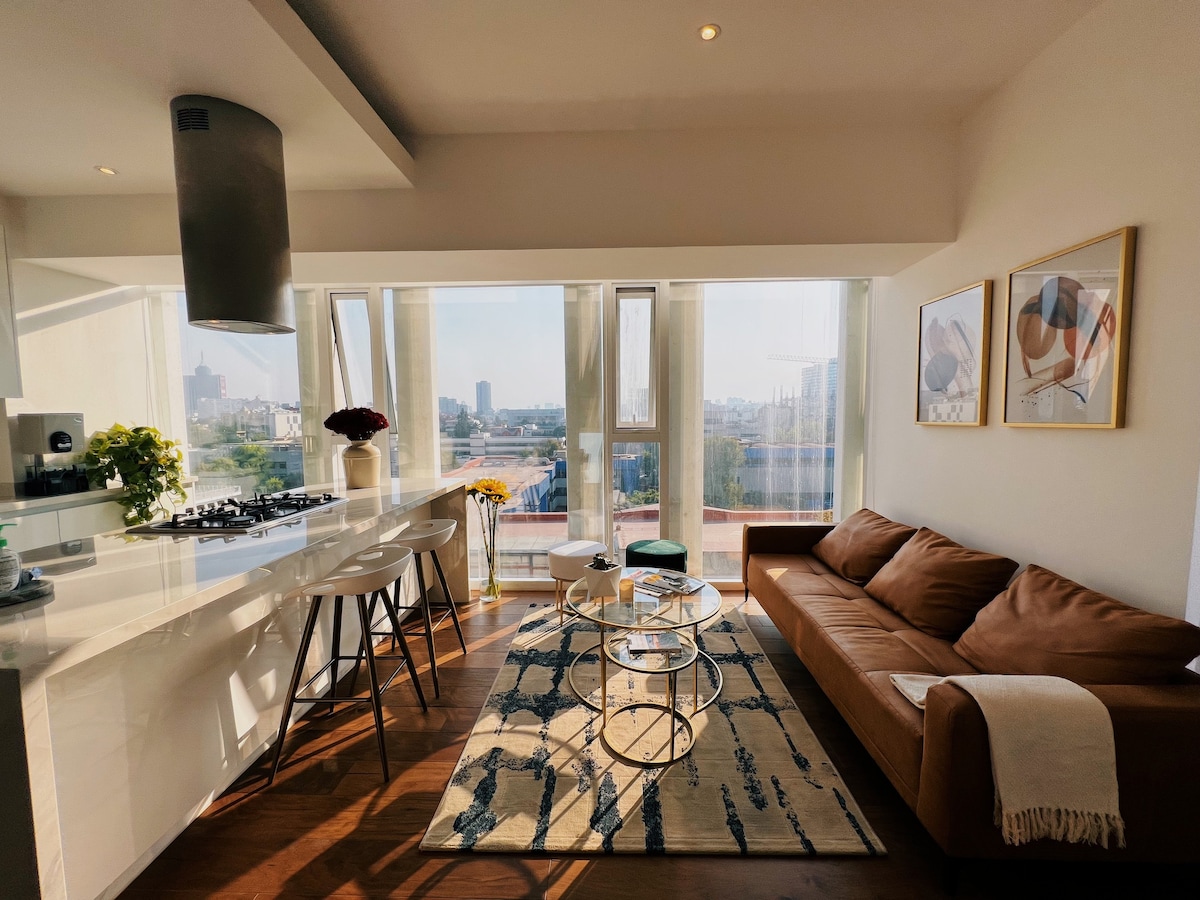 令人惊叹的豪华公寓，带令人惊叹的360度城市景观