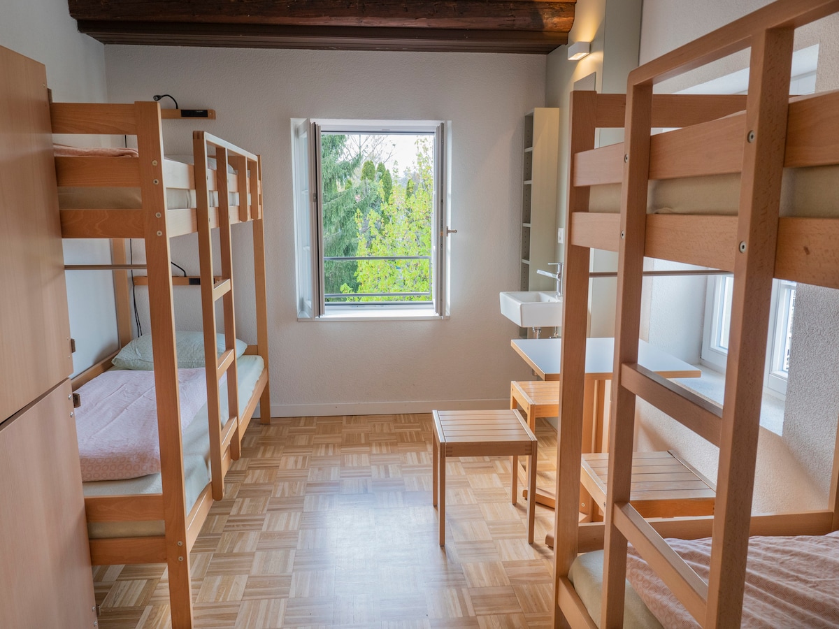 4-Bed room with shared bath|Avenches Youth Hostel