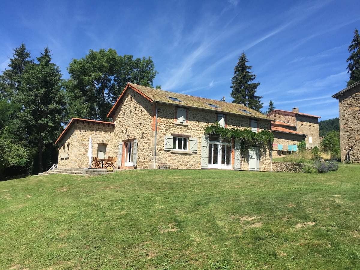 Maison en pierre avec piscine et grand jardin