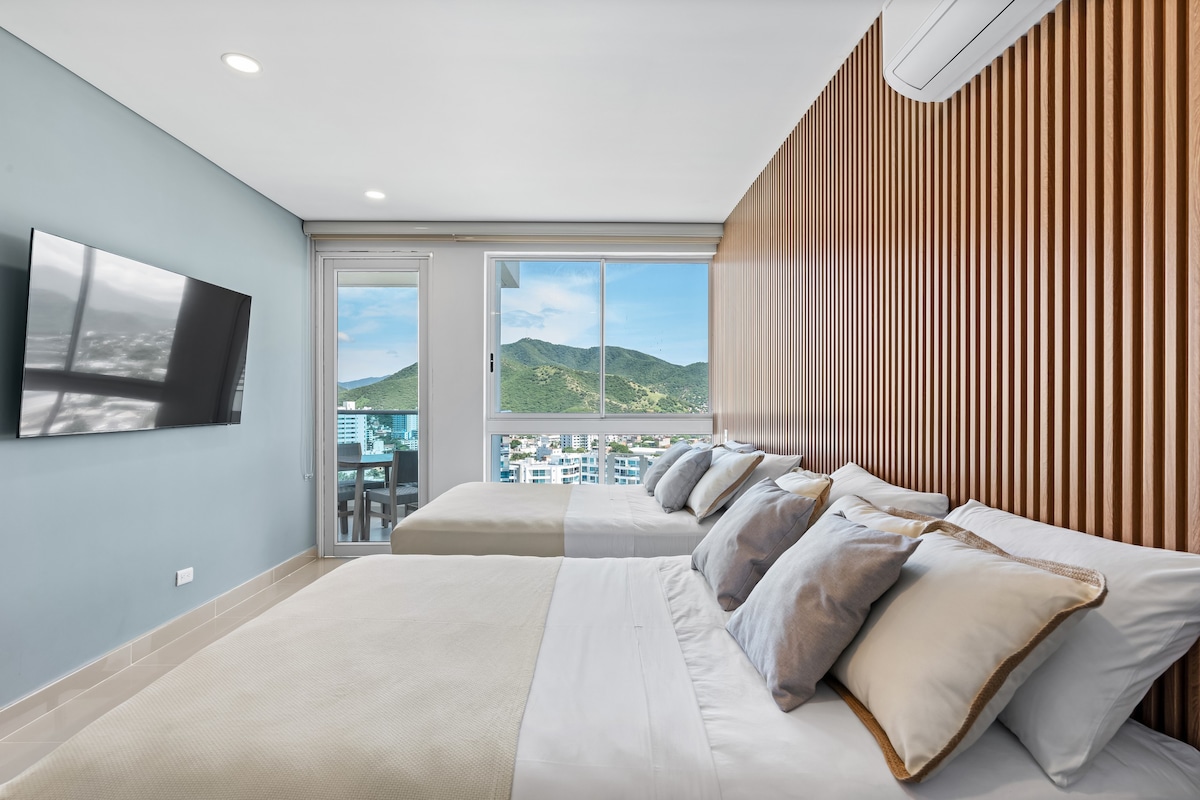 3卧室豪华梦幻公寓Salguero、泳池和海滩俱乐部