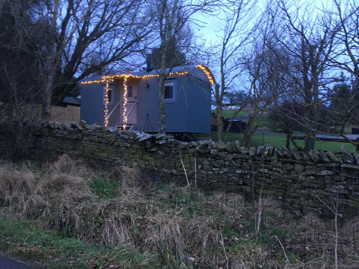 Delightful shepherd hut with indoor woodburner