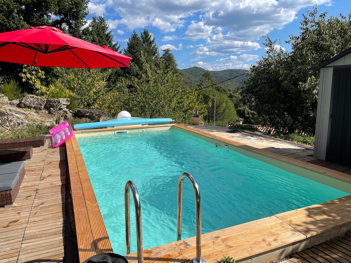 别墅Cevennes山脉，私人泳池和按摩浴池