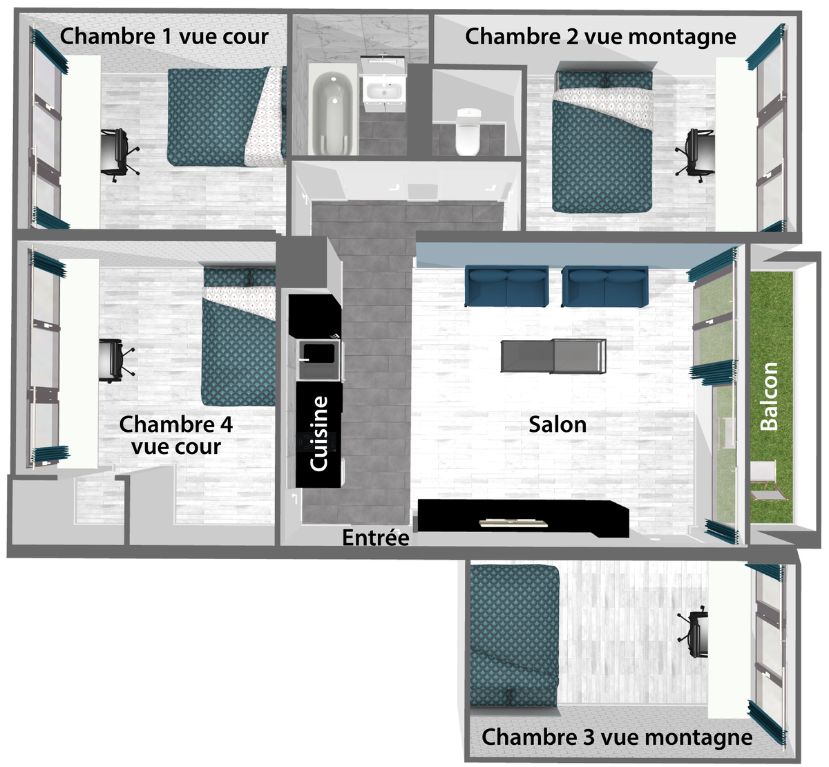 Chambre 4 économique vue cour