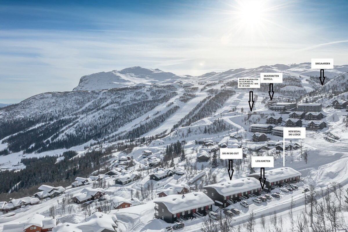 Ski-in/out Hemsedal. Fantastisk utsikt. 4-roms