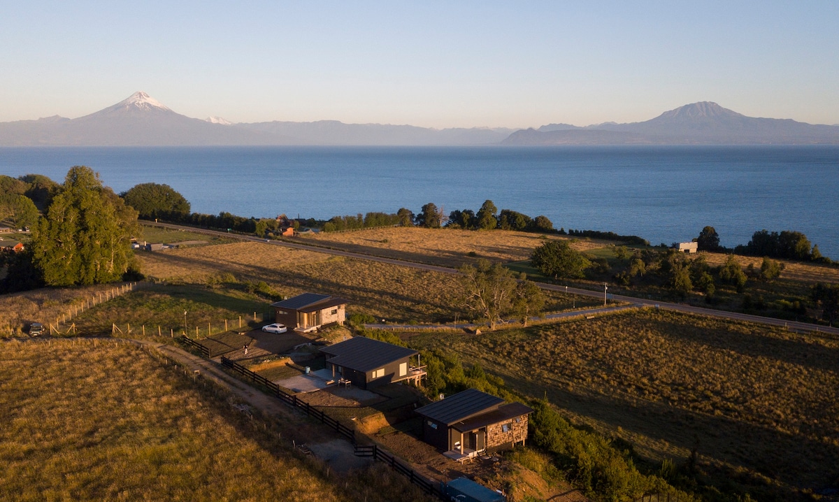 小木屋「Calbuco」湖泊和火山全景