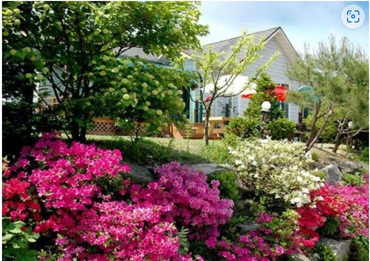 位于Sanjeong湖Samgol Pension附近，天花板高，村庄景观开放