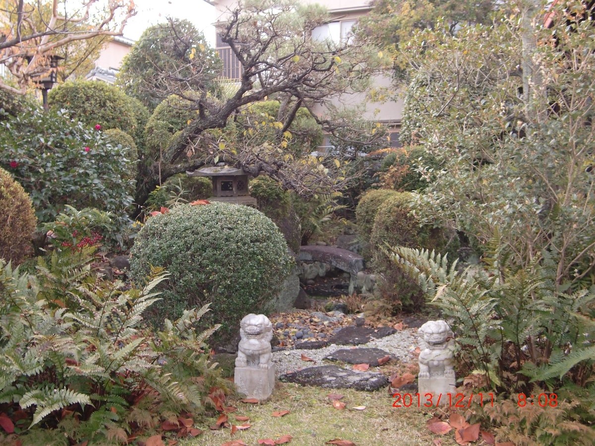 Traditional Japanese house with beautifull garden