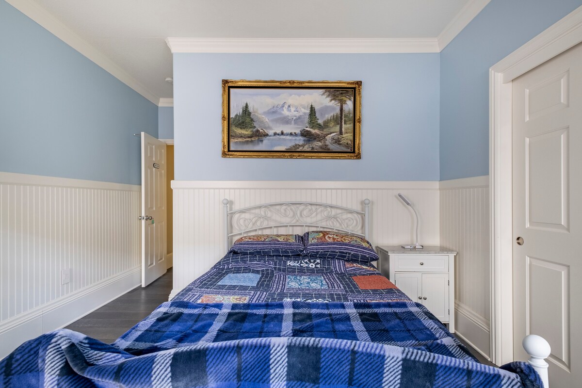 Private bedroom and bathroom in a safe area.