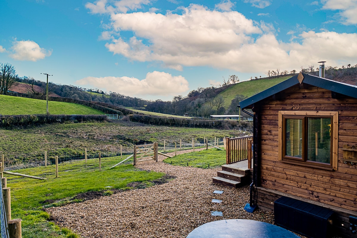 Luxury Welsh Lodge with Hot Tub and Log Burner