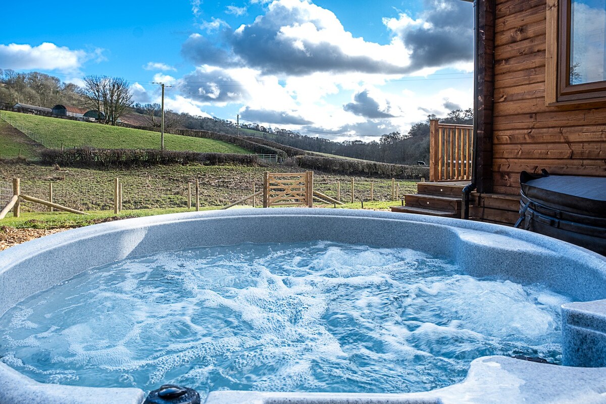 Luxury Welsh Lodge with Hot Tub and Log Burner
