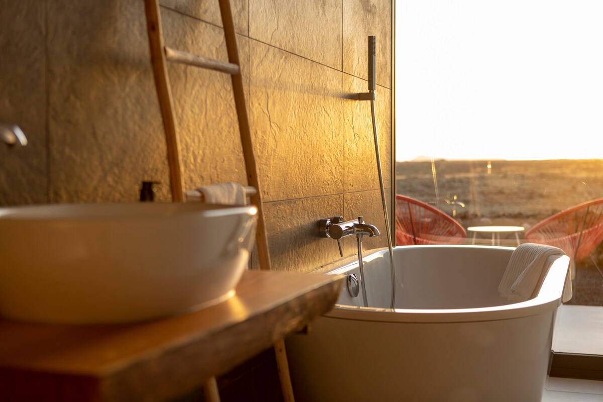 Villa diseño, vistas y piscina, Lajares Corralejo