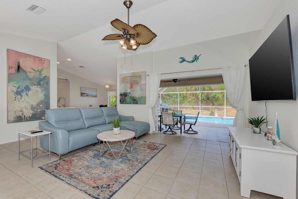 Saltwater Heated POOL Home Near Several Beaches