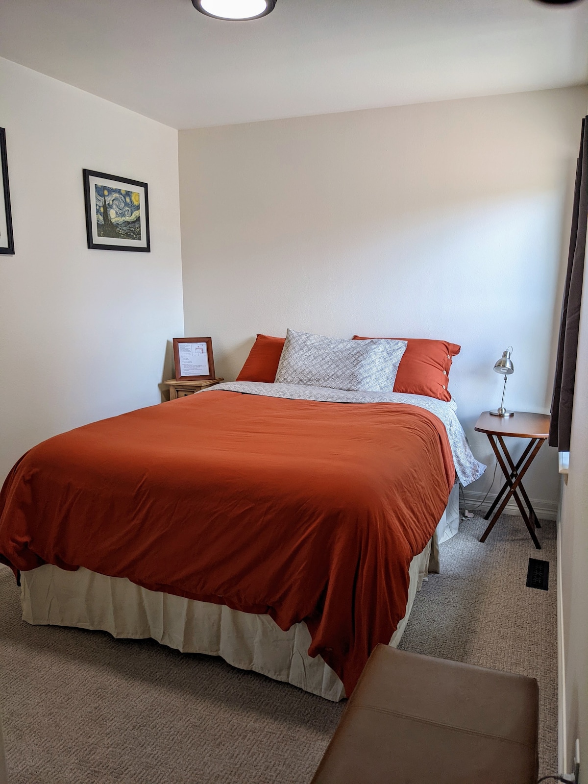 Simple guest bedroom in home next to Castle Rock