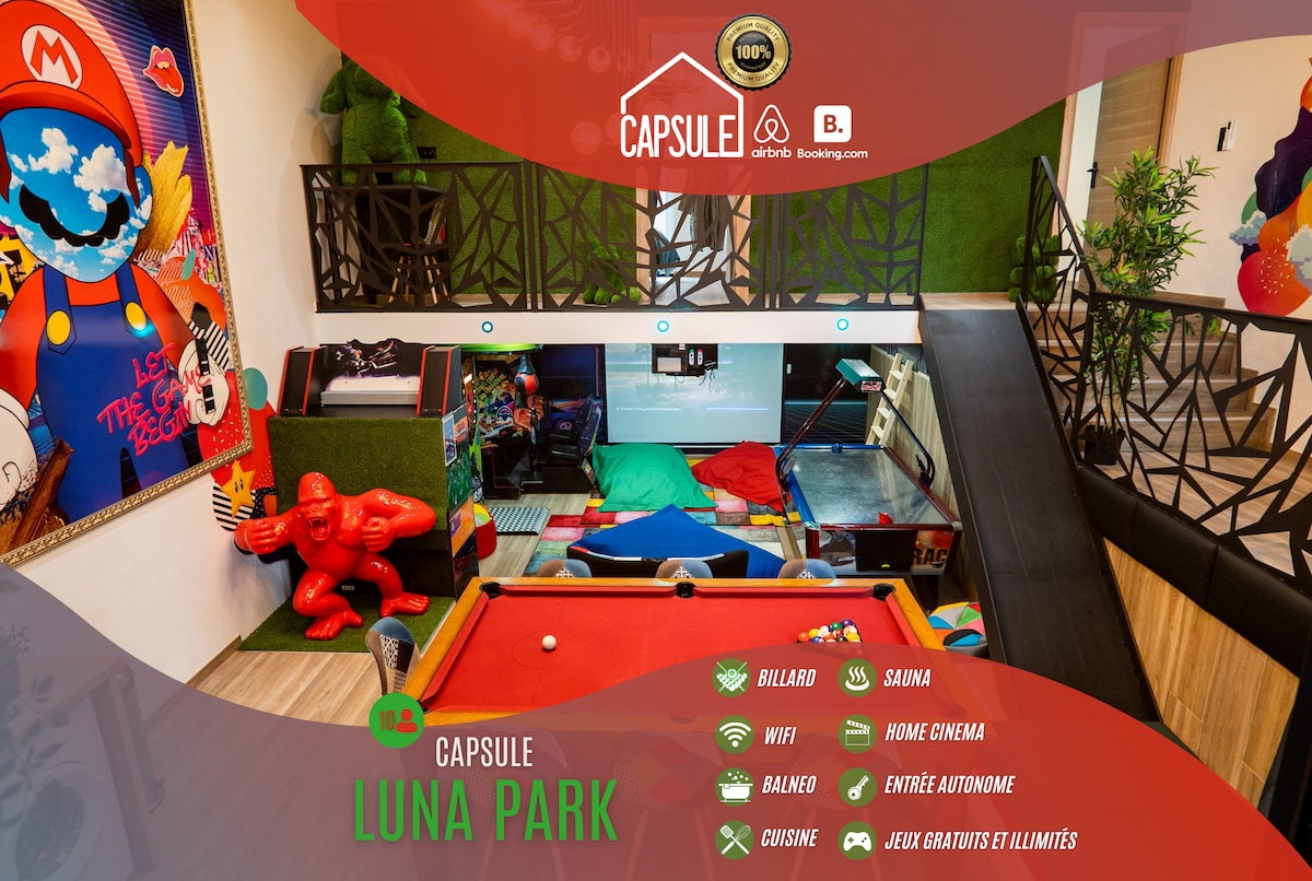 Capsule Luna Park-jacuzzi-sauuna-jeux d 'arcade