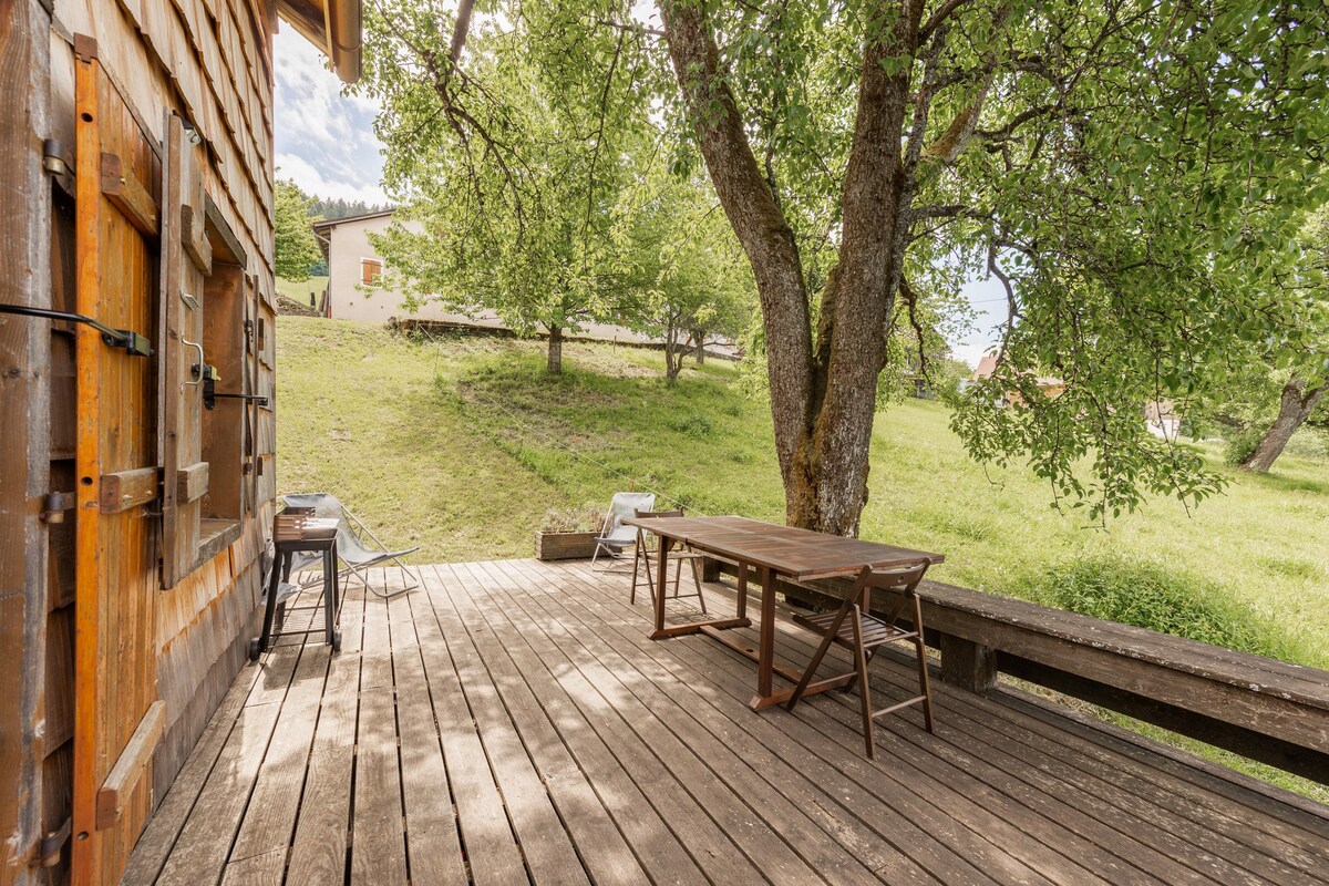 带网球的舒适山间小屋