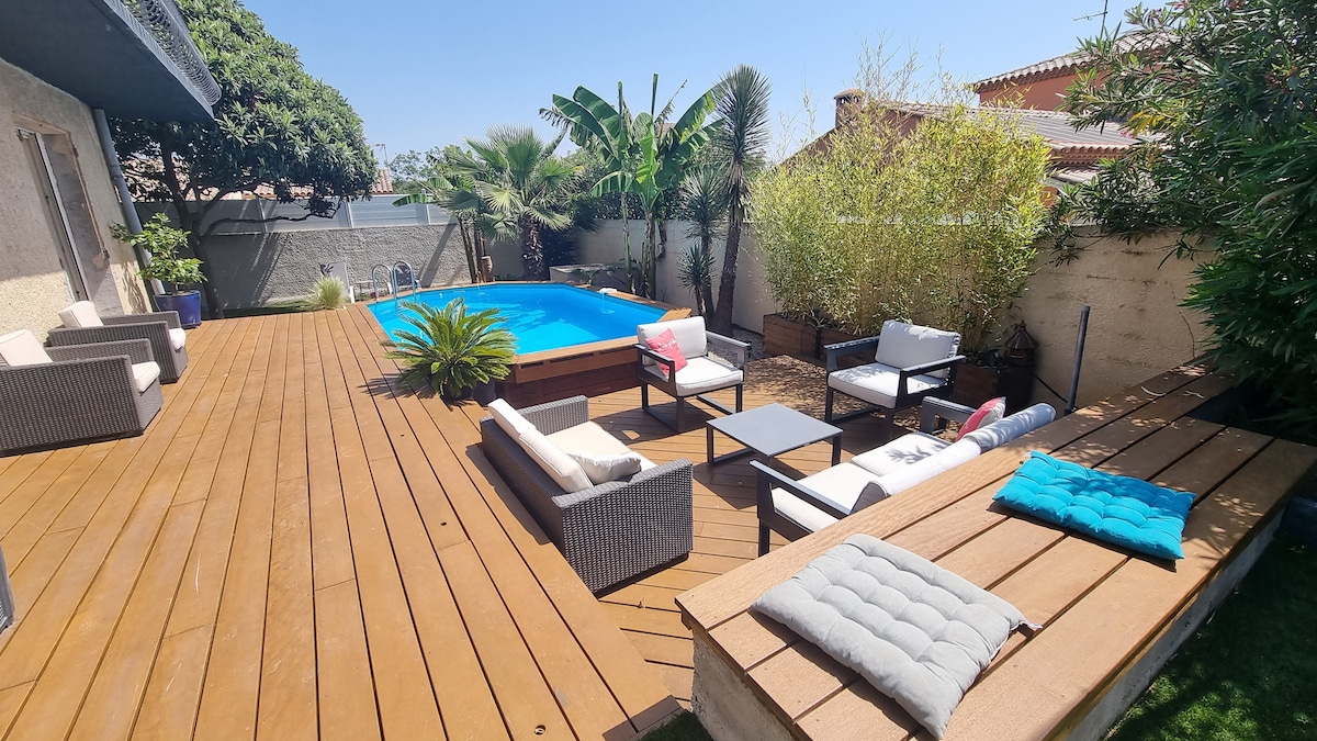 Villa  160m2 piscine chauffée proche mer 6 pers