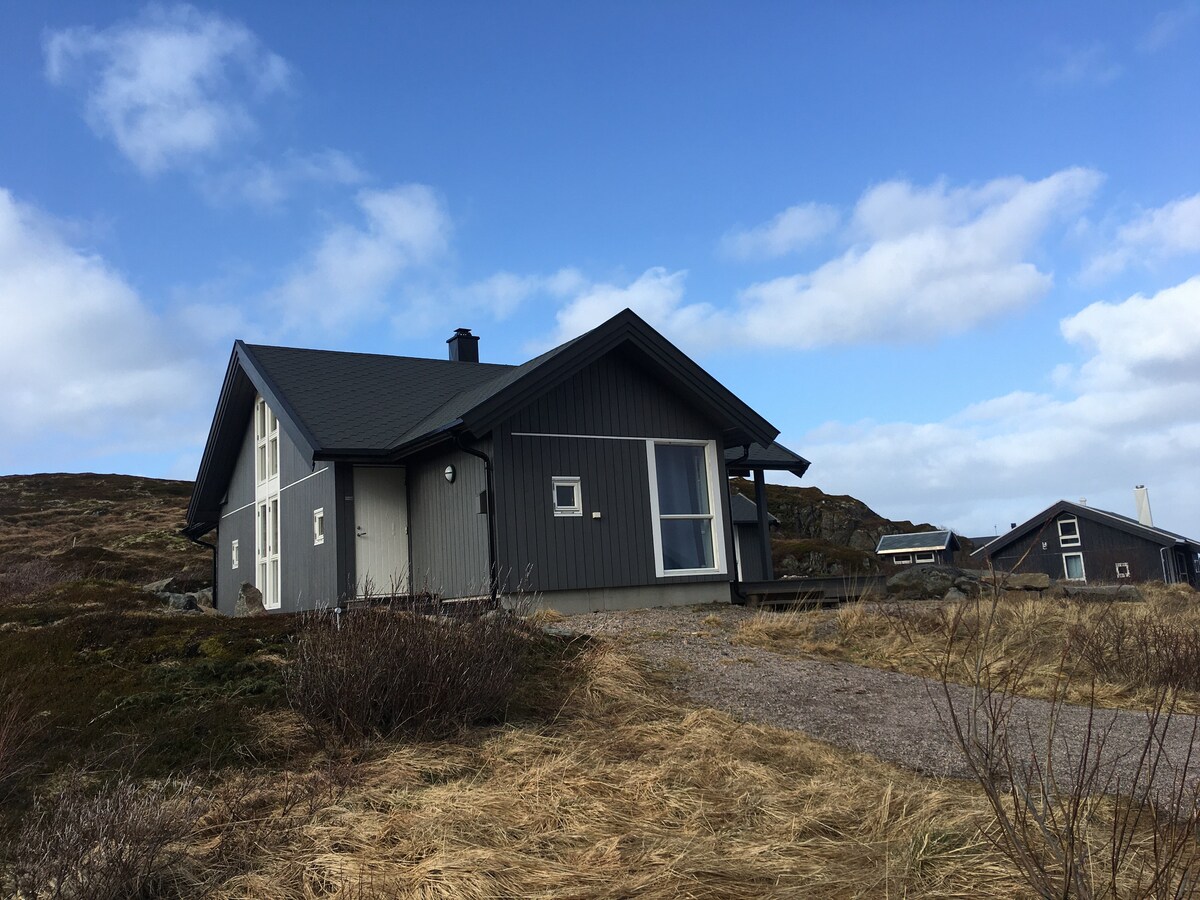 Flott, moderne hytte ved havet på Hov, Lofoten