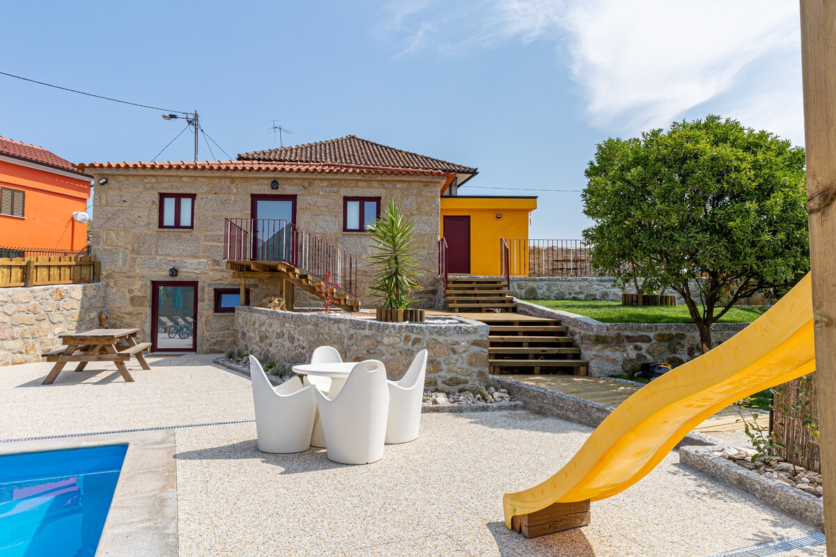 Sistelo和Ecovia附近的房子、游泳池和壁炉