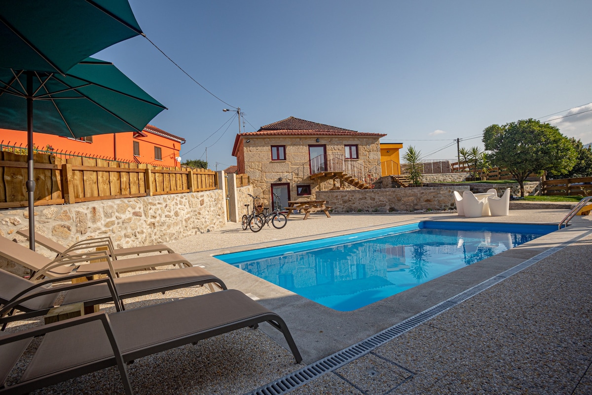 Sistelo和Ecovia附近的房子、游泳池和壁炉