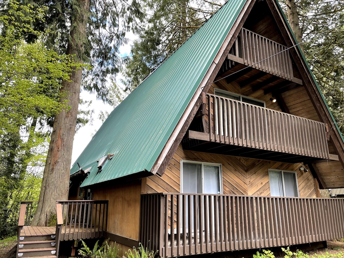 宽敞的河畔A型小屋，可欣赏贝克山（ Mt Baker ）美景