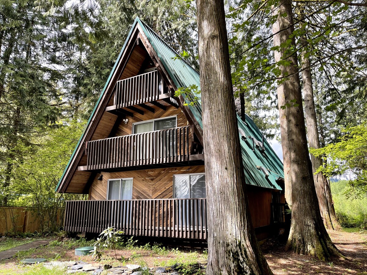 宽敞的河畔A型小屋，可欣赏贝克山（ Mt Baker ）美景