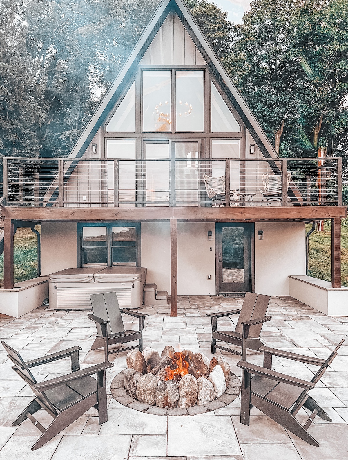 Luxury  A-frame with a view and hot tub